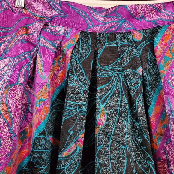 Vintage Skirt Women Sz Large Purple Midi 80s Silky Floral Cottage Festival Indie - Picture 3 of 11